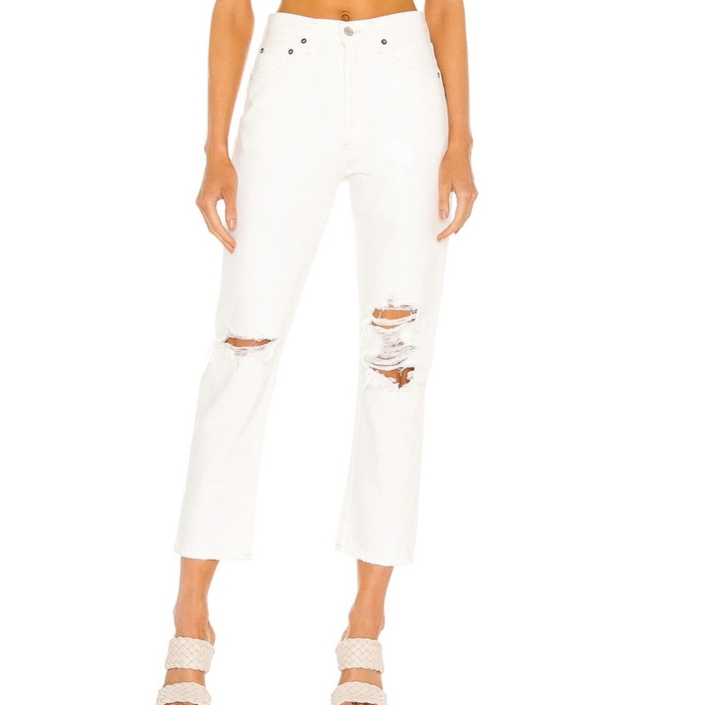 AGOLDE Riley High Rise Straight Distressed Crop Jeans